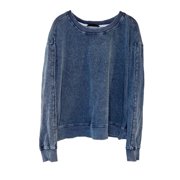 Jane and Delancey Tops - Jane and Delancey Blue Acid Wash Long Sleeve Sweatshirt Mineral Crew Size L